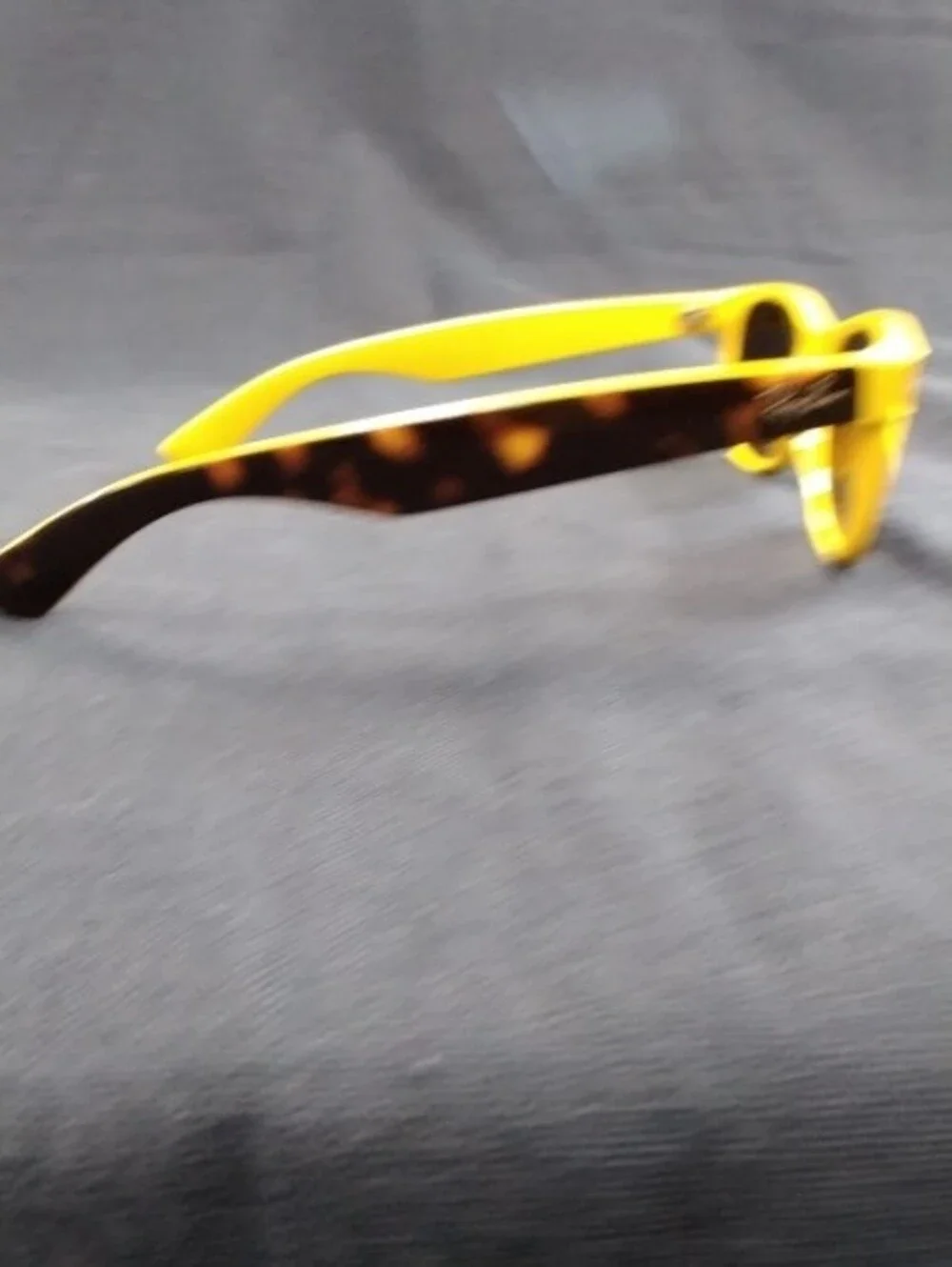 Ray-Ban Tortoiseshell Frame Sunglasses with Yellow Interior and Dark Lenses, RX.